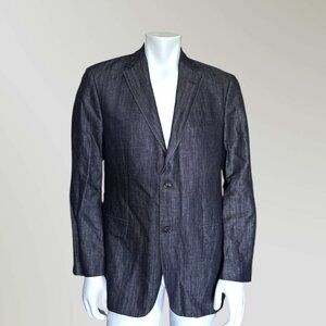 Vintage Y2K Hugo Boss Bertolucci Chambray Sport Coat 40R Blazer Jacket USA Made